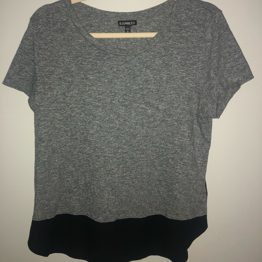 Express grey color block blouse